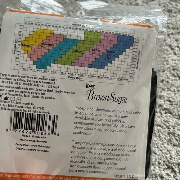 Leggs Size Medium Jet Black Onyx Brown Sugar Ultra Sheer Womens Nylons Pantyhose - Picture 4 of 5